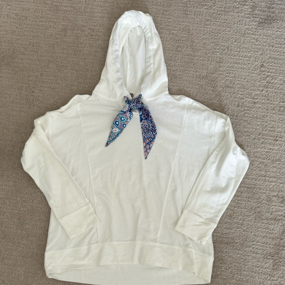 Talbots Hooded Sweatshirt Drop Shoulder - white - L